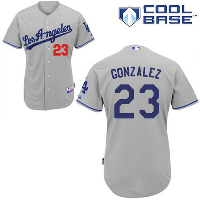 Los Angeles Dodgers #23 Adrian Gonzalez Authentic Grey Away Cool Base Jersey