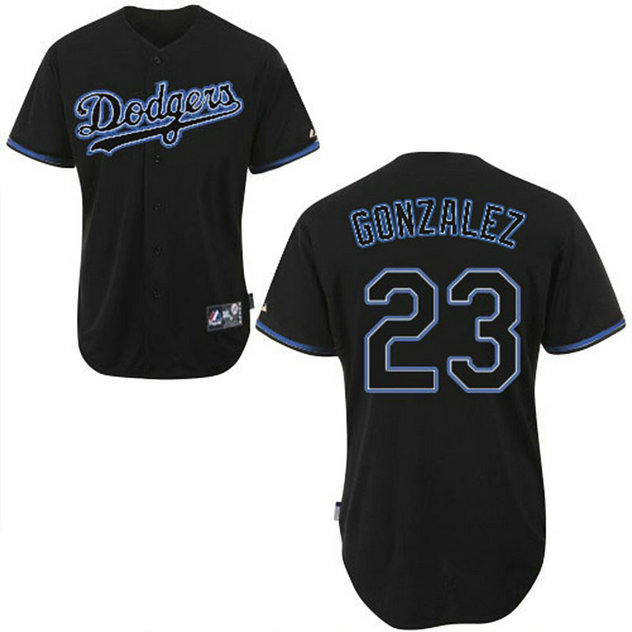 Los Angeles Dodgers #23 Adrian Gonzalez Authentic Black Fashion Jersey