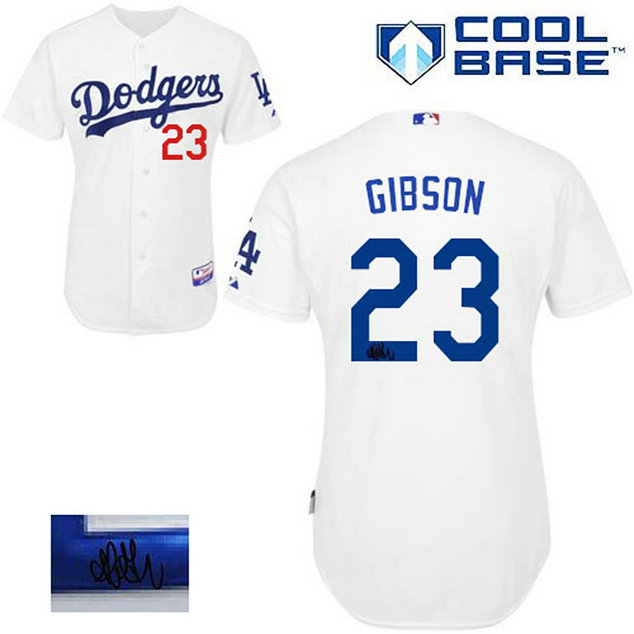 Los Angeles Dodgers #23 Adrian Gonzalez Authentic White Autographed Home Cool Base Jersey Los Angeles Dodgers #23 Adrian Gonzalez Authentic White Autographed Home Cool Base Jersey