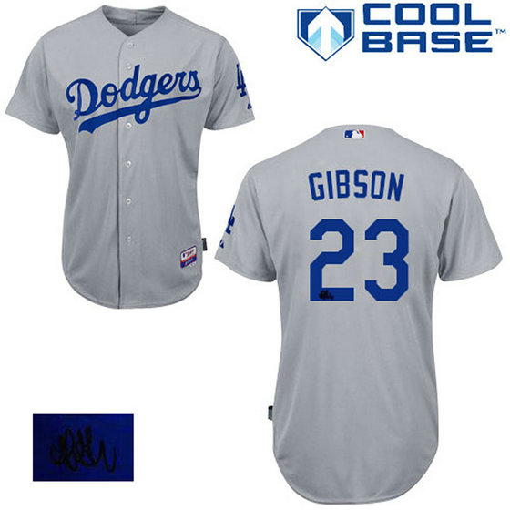 Los Angeles Dodgers #23 Adrian Gonzalez Authentic Grey Autographed Away Cool Base Jersey