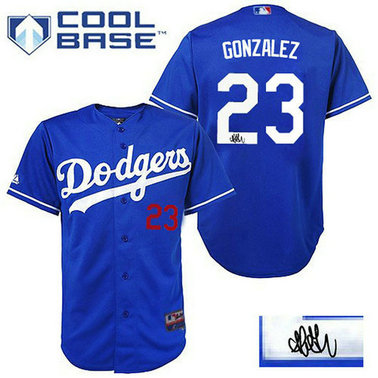Los Angeles Dodgers #23 Adrian Gonzalez Authentic Royal Blue Autographed Cool Base Jersey