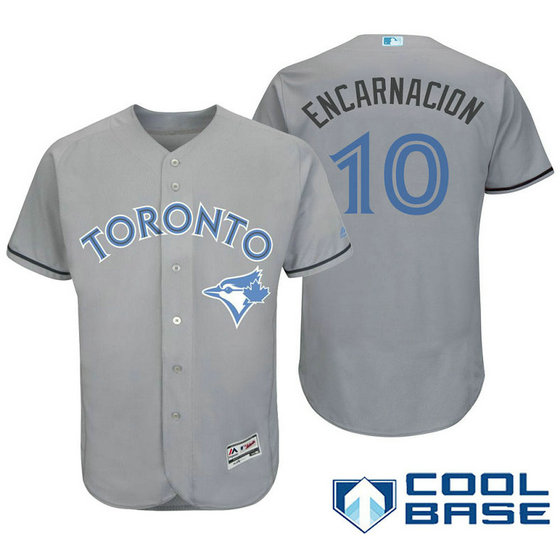 Toronto Blue Jays #10 Edwin Encarnacion Grey Fashion 2016 Father's Day Cool Base Jersey Toronto Blue Jays #10 Edwin Encarnacion Grey Fashion 2016 Father's Day Cool Base Jersey