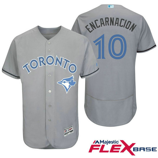 Toronto Blue Jays #10 Edwin Encarnacion Grey Fashion 2016 Father's Day Flex Base Jersey Toronto Blue Jays #10 Edwin Encarnacion Grey Fashion 2016 Father's Day Flex Base Jersey