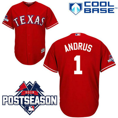 Texas Rangers #1 Elvis Andrus Red Cool Base Alternate Jersey Texas Rangers #1 Elvis Andrus Red Cool Base Alternate Jersey
