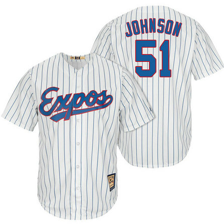 Montreal Expos #51 Randy Johnson White/Royal Cooperstown Player Cool Base Jersey Montreal Expos #51 Randy Johnson White/Royal Cooperstown Player Cool Base Jersey