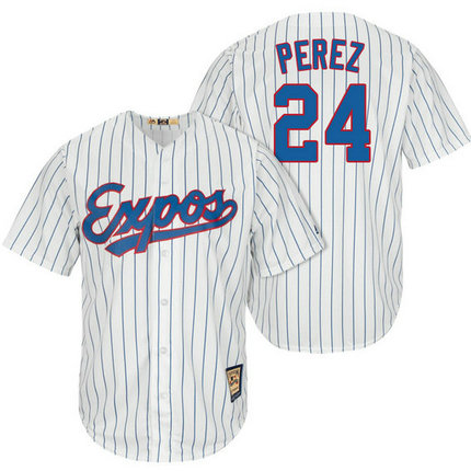 Montreal Expos #24 Tony Perez White/Royal Cooperstown Player Cool Base Jersey Montreal Expos #24 Tony Perez White/Royal Cooperstown Player Cool Base Jersey
