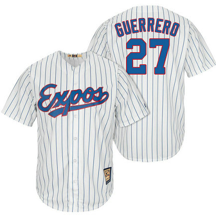 Montreal Expos #27 Vladimir Guerrero White/Royal Cooperstown Player Cool Base Jersey Montreal Expos #27 Vladimir Guerrero White/Royal Cooperstown Player Cool Base Jersey