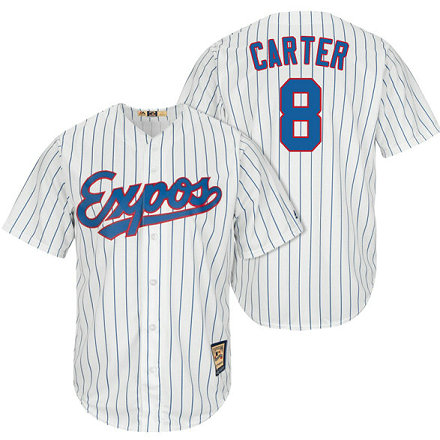 Montreal Expos #8 Gary Carter White/Royal Cooperstown Player Cool Base Jersey Montreal Expos #8 Gary Carter White/Royal Cooperstown Player Cool Base Jersey