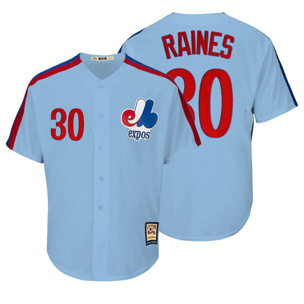 Montreal Expos #30 Tim Raines Blue Cooperstown Player Cool Base Jersey