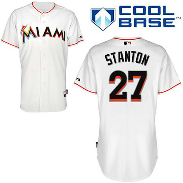 Miami Marlins #27 Giancarlo Stanton White Home Cool Base 2012 Jersey Miami Marlins #27 Giancarlo Stanton White Home Cool Base 2012 Jersey