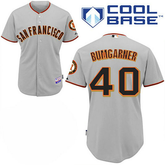 San Francisco Giants #40 Madison Bumgarner Grey Away Cool Base Jersey San Francisco Giants #40 Madison Bumgarner Grey Away Cool Base Jersey