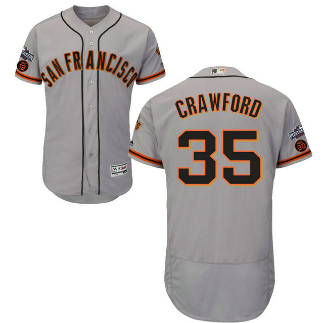 San Francisco Giants Brandon Crawford #35 Grey Two Memorial Patches 2016 Postseason Flex Base Jersey San Francisco Giants Brandon Crawford #35 Grey Two Memorial Patches 2016 Postseason Flex Base Jersey