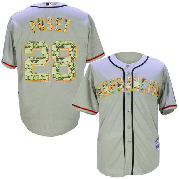 San Francisco Giants #28 Buster Posey Grey Camo Cool Base Jersey