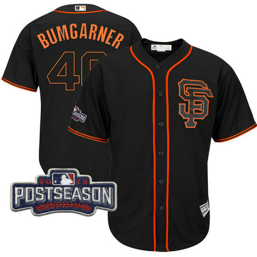 San Francisco Giants Madison Bumgarner #40 Black 2016 Postseason Patch Cool Base Jersey San Francisco Giants Madison Bumgarner #40 Black 2016 Postseason Patch Cool Base Jersey