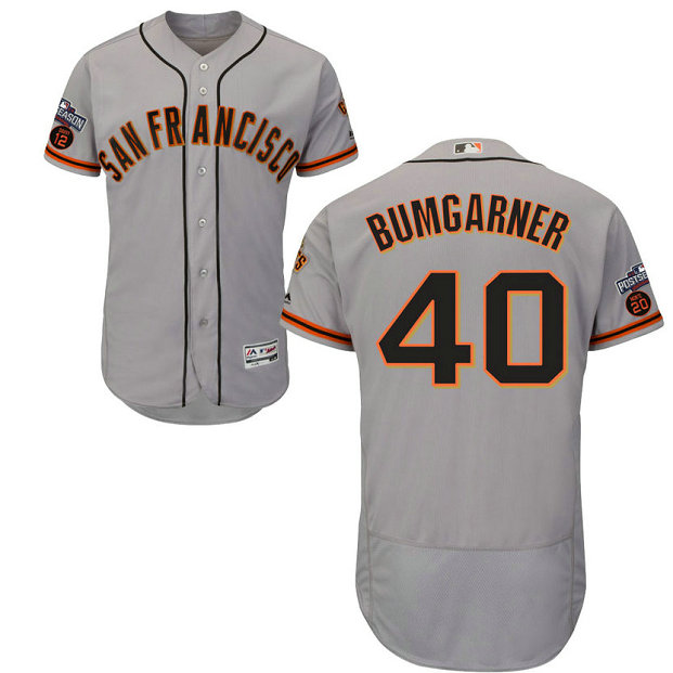 San Francisco Giants Madison Bumgarner #40 Grey Two Memorial Patches 2016 Postseason Flex Base Jersey San Francisco Giants Madison Bumgarner #40 Grey Two Memorial Patches 2016 Postseason Flex Base Jersey