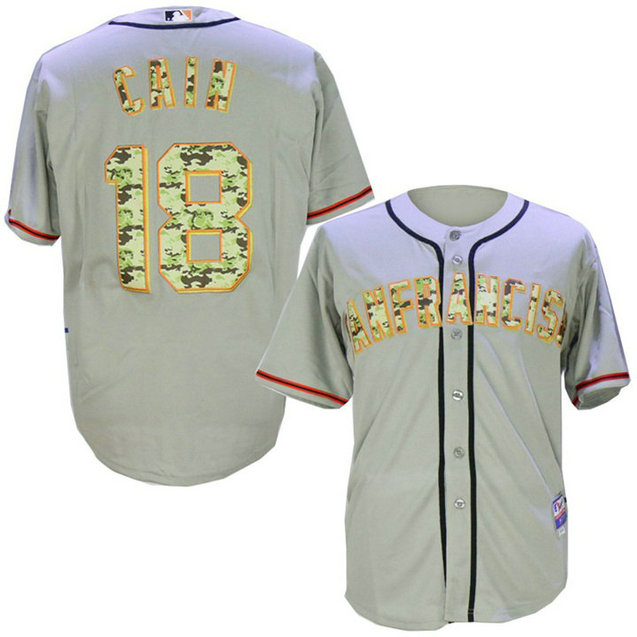 San Francisco Giants #18 Matt Cain Grey Camo Cool Base Jersey San Francisco Giants #18 Matt Cain Grey Camo Cool Base Jersey