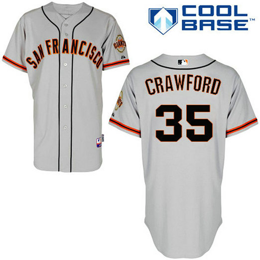San Francisco Giants #35 Brandon Crawford Authentic Grey Away Cool Base Jersey San Francisco Giants #35 Brandon Crawford Authentic Grey Away Cool Base Jersey