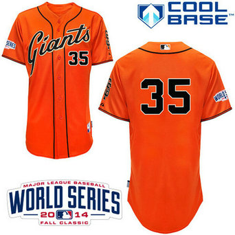 San Francisco Giants #35 Brandon Crawford Authentic Orange AlternateW/2014 World Series Cool Base Jersey San Francisco Giants #35 Brandon Crawford Authentic Orange AlternateW/2014 World Series Cool Base Jersey