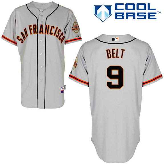 San Francisco Giants #9 Brandon Belt Authentic Grey Away Cool Base Jersey