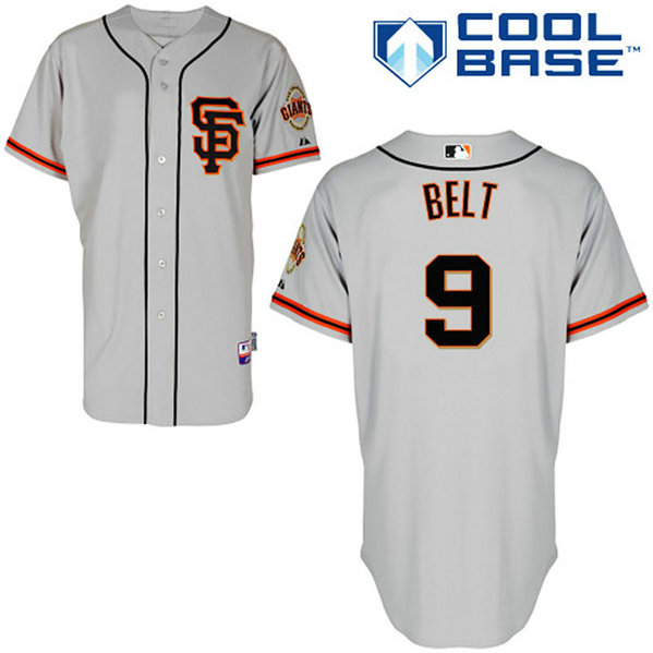San Francisco Giants #9 Brandon Belt Authentic Grey Alternate Cool Base Jersey