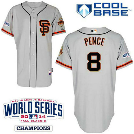 YOUTH San Francisco Giants #8 Hunter PenceAuthentic Grey AlternateW/2014 World Series Cool Base Jersey
