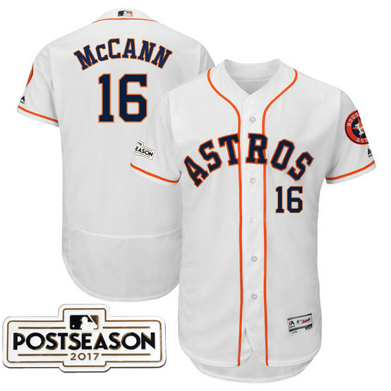 Houston Astros Brian McCann #16 White 2017 Postseason Patch Flex Base Jersey
