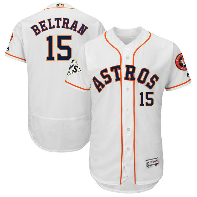 Houston Astros Carlos Beltran #15 White 2017 World Series Bound Flex Base Jersey