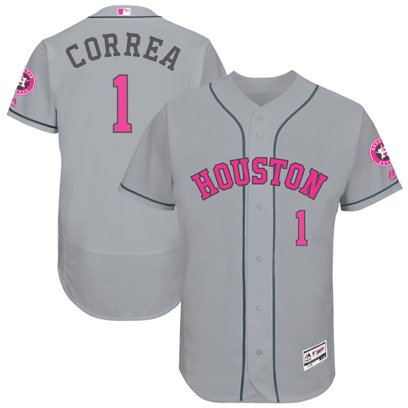 Carlos Correa #1 Houston Astros 2017 Mother's Day Grey Flex Base Jersey