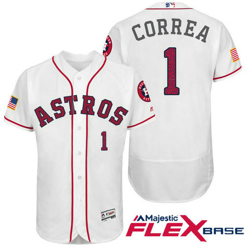 Houston Astros #1 Carlos Correa White Stars & Stripes 2016 Independence Day Flex Base Jersey Houston Astros #1 Carlos Correa White Stars & Stripes 2016 Independence Day Flex Base Jersey