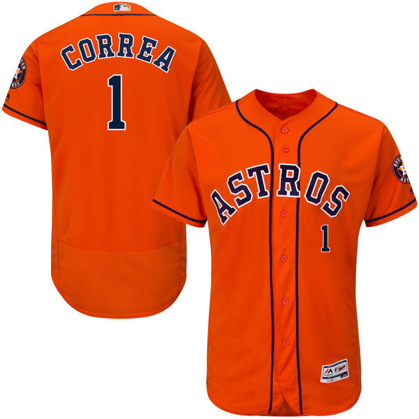 Houston Astros Carlos Correa #1 Orange Authentic Collection Flexbase Jersey Houston Astros Carlos Correa #1 Orange Authentic Collection Flexbase Jersey