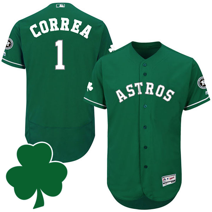 Houston Astros #1 Carlos Correa St. Patricks Day Green Celtic Flexbase Authentic Collection Jersey Houston Astros #1 Carlos Correa St. Patricks Day Green Celtic Flexbase Authentic Collection Jersey