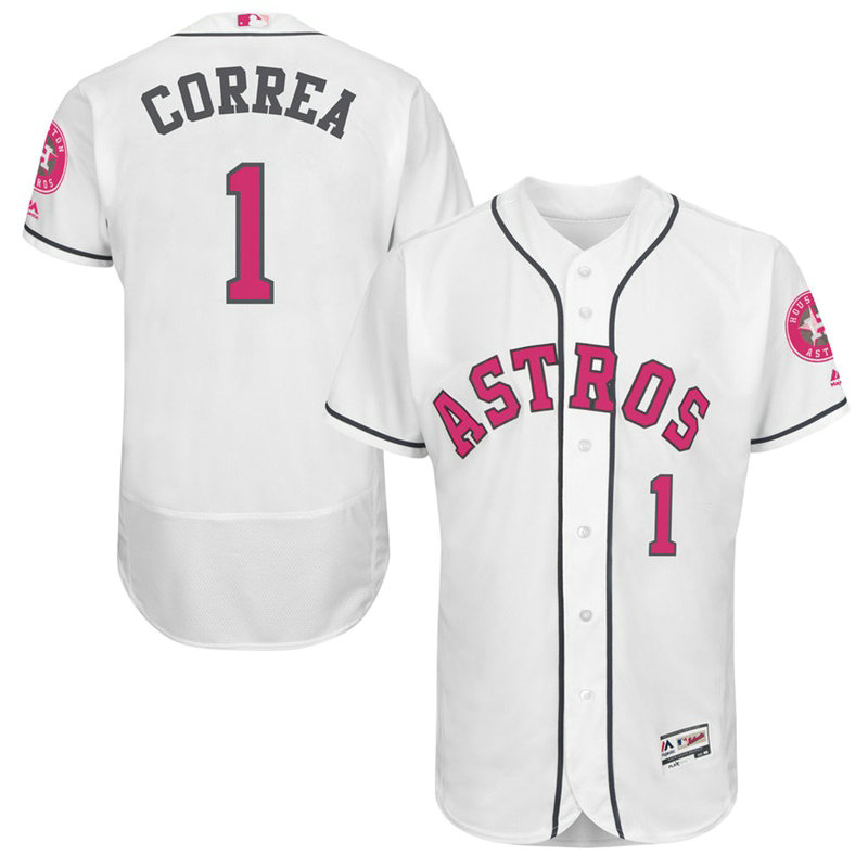 Carlos Correa #1 Houston Astros 2017 Mother's Day White Flex Base Jersey