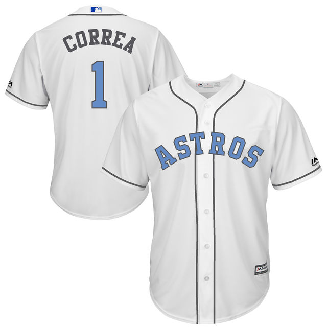 Houston Astros #1 Carlos Correa White Fashion 2016 Father's Day Cool Base Jersey Houston Astros #1 Carlos Correa White Fashion 2016 Father's Day Cool Base Jersey