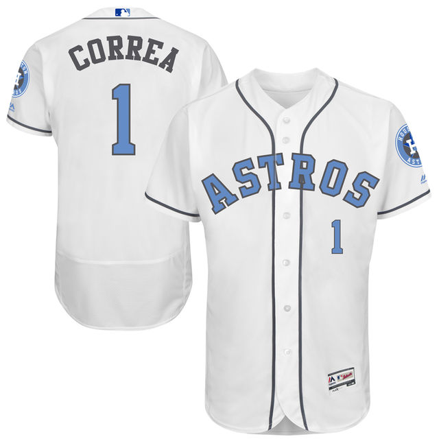 Houston Astros #1 Carlos Correa White Fashion 2016 Father's Day Flex Base Jersey Houston Astros #1 Carlos Correa White Fashion 2016 Father's Day Flex Base Jersey