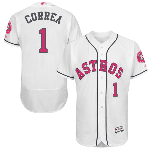 Houston Astros #1 Carlos Correa White Home 2016 Mother's Day Flex Base Jersey Houston Astros #1 Carlos Correa White Home 2016 Mother's Day Flex Base Jersey