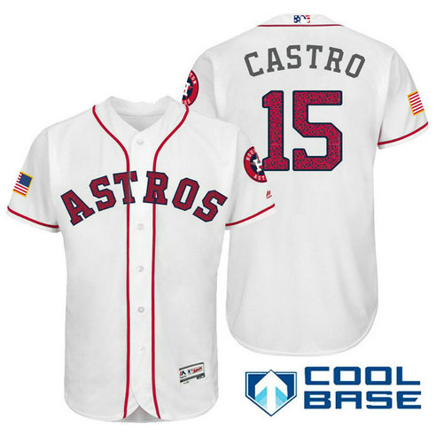 Houston Astros #15 Jason Castro White Stars & Stripes 2016 Independence Day Cool Base Jersey Houston Astros #15 Jason Castro White Stars & Stripes 2016 Independence Day Cool Base Jersey