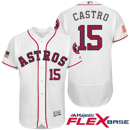 Houston Astros #15 Jason Castro White Stars & Stripes 2016 Independence Day Flex Base Jersey Houston Astros #15 Jason Castro White Stars & Stripes 2016 Independence Day Flex Base Jersey