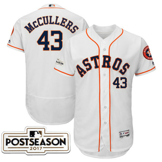 Houston Astros Lance McCullers #43 White 2017 Postseason Patch Flex Base Jersey