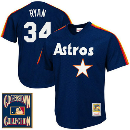 Houston Astros Nolan Ryan #34 Navy 1988 Cooperstown Mesh Batting Practice Player Jersey