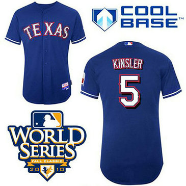 Texas Rangers #5 Ian Kinsler Blue Cool Base 2010 World Series Patch Jersey Texas Rangers #5 Ian Kinsler Blue Cool Base 2010 World Series Patch Jersey
