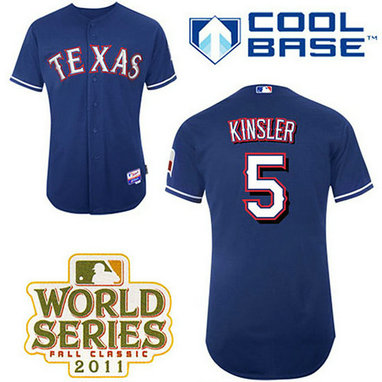 Texas Rangers #5 Ian Kinsler Blue Alternate 2 Cool Base 2011 World Series Patch Jersey Texas Rangers #5 Ian Kinsler Blue Alternate 2 Cool Base 2011 World Series Patch Jersey