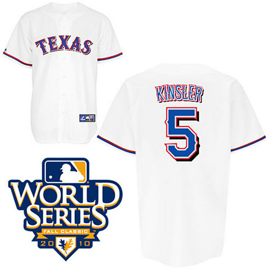 YOUTH Texas Rangers #5 Ian KinslerWhite 2010 World Series Patch Jersey YOUTH Texas Rangers #5 Ian KinslerWhite 2010 World Series Patch Jersey