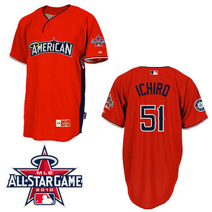 Seattle Mariners #51 Ichiro Suzuki American League 2010 All Star BP Red Jersey Seattle Mariners #51 Ichiro Suzuki American League 2010 All Star BP Red Jersey