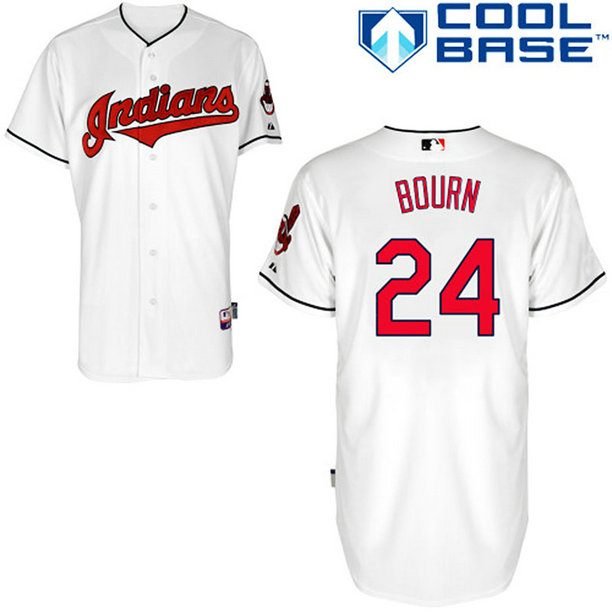 Cleveland Indians #24 Michael Bourn Authentic White Home Cool Base Jersey Cleveland Indians #24 Michael Bourn Authentic White Home Cool Base Jersey