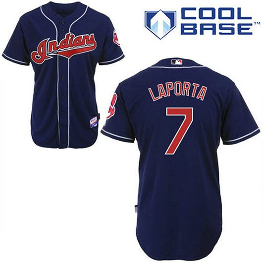 Cleveland Indians #7 Matt LaPorta Navy Blue Alternate Away Cool Base Jersey