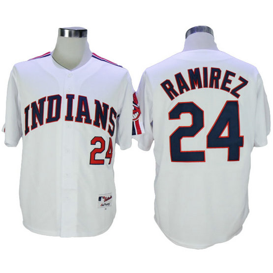 Cleveland Indians #24 Hanley Ramirez White Cool Base Jersey