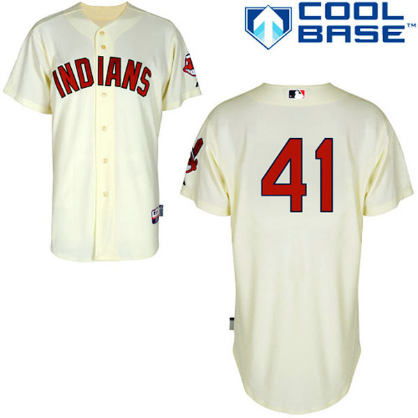 Cleveland Indians #41 Carlos Santana Authentic Cream Alternate Cool Base Jersey