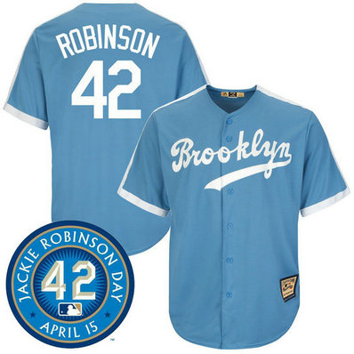 Brooklyn Dodgers Jackie Robinson #42 Light Blue Cool Base Cooperstown Collection Player Jersey Brooklyn Dodgers Jackie Robinson #42 Light Blue Cool Base Cooperstown Collection Player Jersey