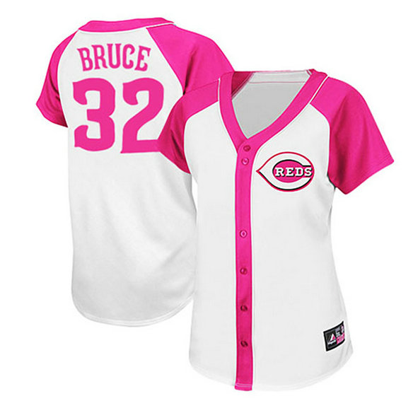 Cincinnati Reds #32 Jay Bruce White/Pink Wo Splash Fashion Jersey