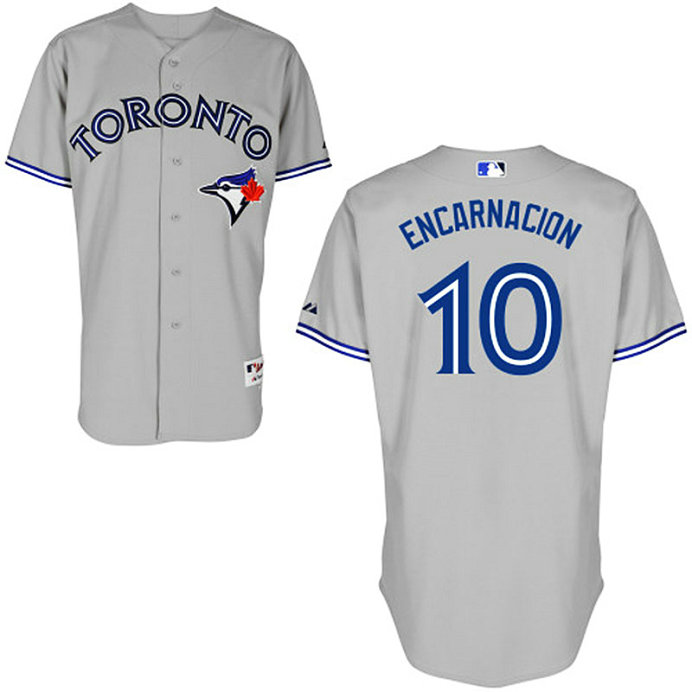 Toronto Blue Jays #10 Edwin Encarnacion Authentic Grey Away Jersey Toronto Blue Jays #10 Edwin Encarnacion Authentic Grey Away Jersey